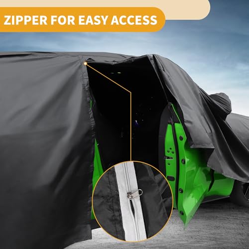 Image of All-Weather Waterproof Car Cover - UV-Resistant Outdoor Full Exterior Protection for Vauxhall Mokka 210D-PU Black Blue with Right Side Zipper
