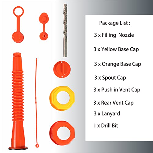 Replacement Gas Can Spouts Old Style Flexible Pour Nozzle With Gasket Vent Cap Drill Bit For Older Gas Can Fuel Water Jug 1 2 5 Gallon #TOP7