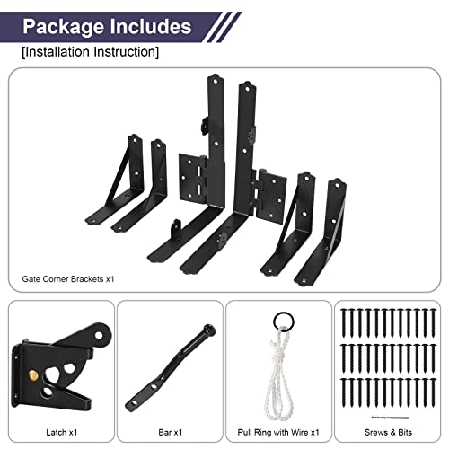 Image of 2Pack GoldOrcle 2Pack Anti Sag Gate Kit Heavy Duty No Sag Kit Gate Corner Brace Bracket for Wooden Gate Fence with a Self-Locking Gate Latch