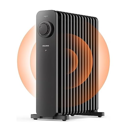 Pelonis Oil Radiator, Electric Heater, 2,500 W, 13 Fins, Energy-Saving with Thermostat, Overheating Protection, Noiseless, for the Home Patio
