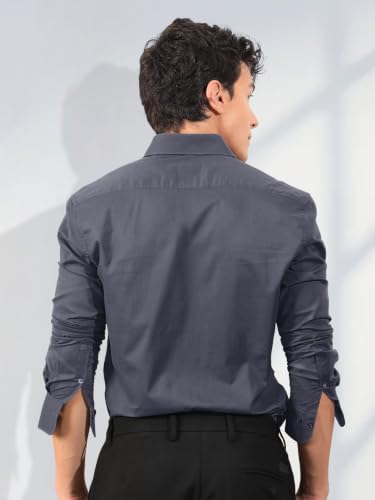 Image of Pinkmint Men's Solid Shirt | Soft Cotton Blend | Formal Shirt | Plain | Full Sleeve - Regular Fit (Available in Plus Size and Pack of 3)