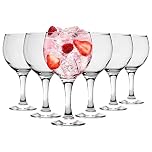 6X Clear 645ml Misket Gin Balloon Glasses - Large Long Stem Bowl Shaped G&T Cocktail Drinking Copa Tonic Glass Gift Set - by LAV
