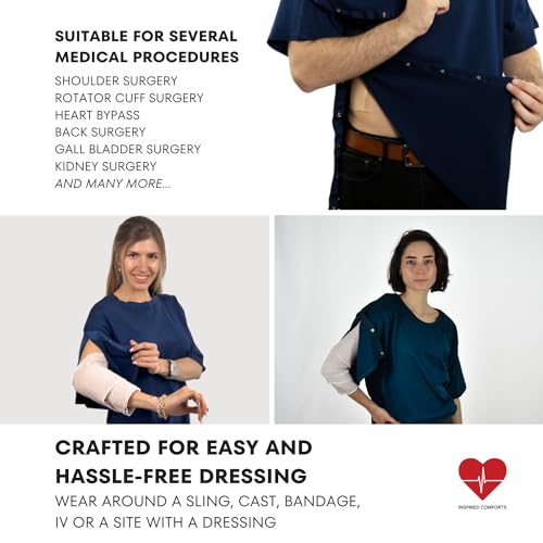 Inspired Comforts Unisex Right Shoulder & Side Access Post Surgery & Rehab Snap Shirt3