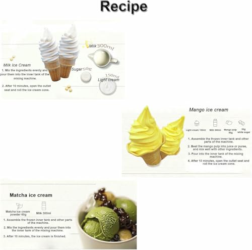 Soft Serve Ice Cream Machine, Semi-automatic 1000ML Household Ice Cream Making Machine, Yogurt Mr Whippy Ice Cream Makers for Home Diy Kitchen Fast - Image 5