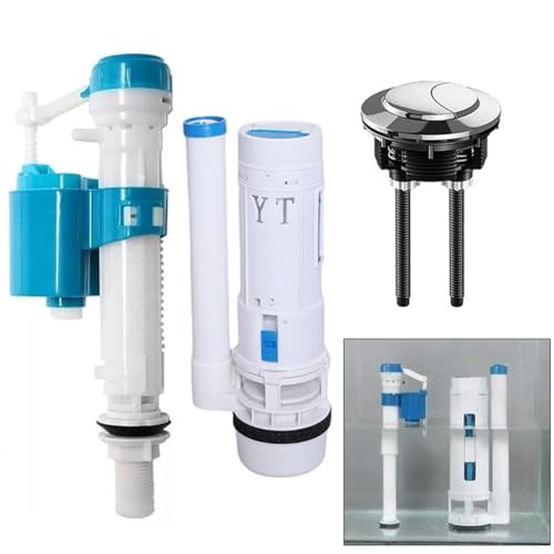 FACAIIO Kit de remplacement pour réservoir de chasse d'eau réglable avec bouton poussoir et valve d'économie d'eau, blanc