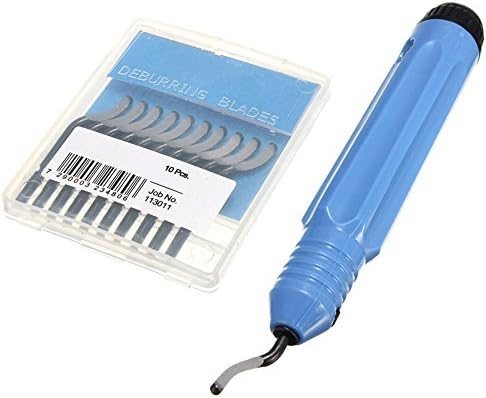 Rely2016 Deburring Tool Kit, Practical Use Easily Flexible Burr Handle NB1100 Trimming Blade with 10pc BS1010 Deburring Scraper Blades Head Cutting Tool for Wood, Plastic, Copper, Aluminum