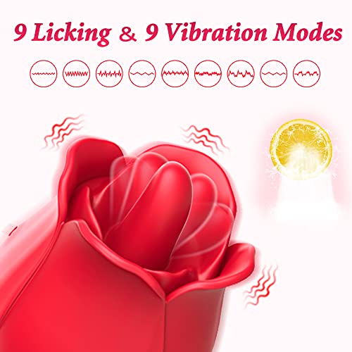 Rose Toy Vibrator For Women, Visetoyz Tongue Licking Mini Clitoral Vibrator Stimulator With 9 Vibrating Pleasure For Clitoris & Nipple Stimulation, Adult Sex Toys & Games For Women Couples #TOP1