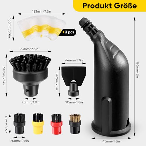 10 Stück für Kärcher Dampfreiniger Zubehör Rundbürstenset mit Powerdüse und Fugenbürste, Schaber und Mikrofasertüchern für Kärcher SC1 SC2 SC3 SC4 SC5,für Küche, Bad, Fliesenfugen