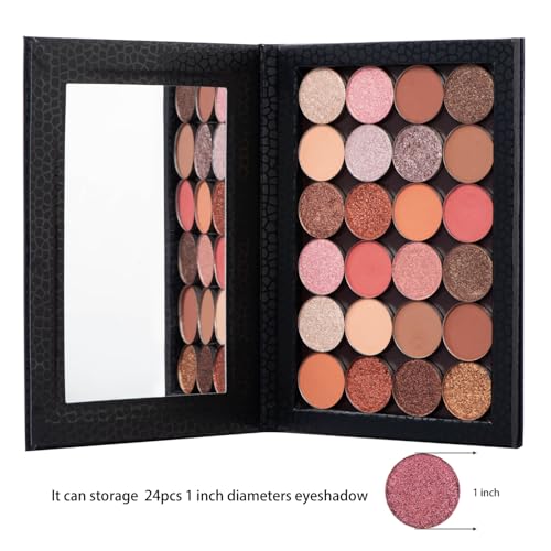 Allwon Magnetic Palette Empty Makeup Palette with Mirror for Eyeshadow Lipstick Blush Powder (Black)