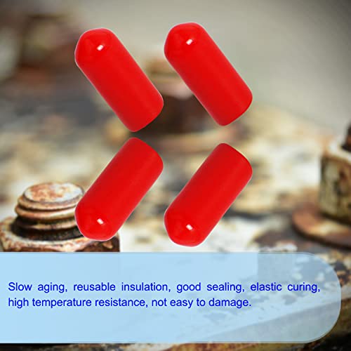 Image of Rubber Round End Cap Cover 7 /20 Inch (9mm) Screw Thread Protectors PVC Flexible Tubing Pipe Protective Bolt Screw Thread Protector Safety Cover | for Pipe Post Tubing Rod Cover 100 Pcs (Red)