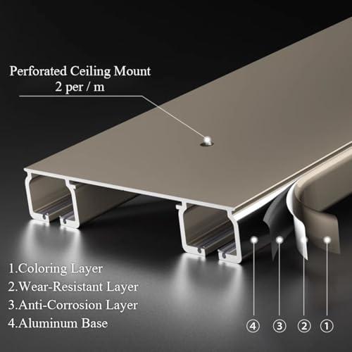 Double rail à rideaux aluminium blanc 120cm cloison douche - 7