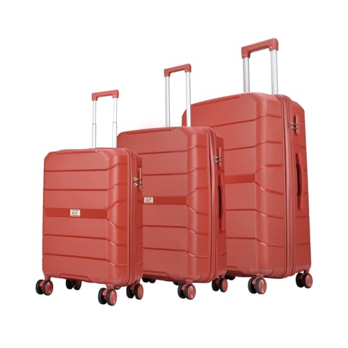 Image of VIP Pristine Hardsided 8 Wheel Polypropylene (Pp) Spinner Suitcase With Large Expander,Combination Lock And 5 Years International Warranty (Deep Red, (Cabin+Medium+Large)), 60 Cm