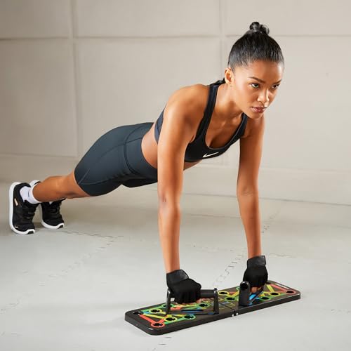 Image of Amazon Brand - Symactive 15-in-1 Foldable Push-Up Board Combo with Bars, Gloves, Skipping Rope and Carry Bag - Unisex Home Workout System