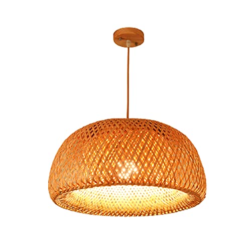 Chandelier en bambou tressé pour salon et salle à manger ambiance lanterne zen
