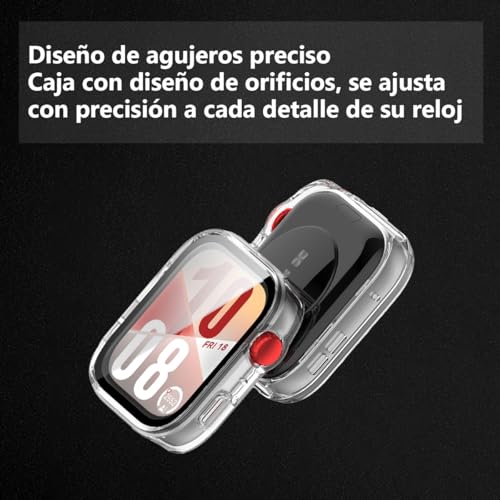 جراب من البولي كربونات مع شاشة حماية لساعة هواوي فيت 4 من كيو دبليو واي جيه، شفاف