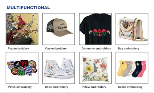 YEQIN MiNi YQ-1501 Computerized Embroidery Machine with 15 Needles, 1200SPM Max Speed, 10'' Touch Screen, 11.81''x7.87''" Embroidery Area, Commercial Embroidery Machine for Flat, Hat, T-shirt and more