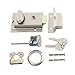 Defiant Satin Nickel Deadbolt Lock with Night Latch, Holdback Button Single Cylinder Rim and Two Keys - Heavy Duty Defender Security Door Lock Hardware