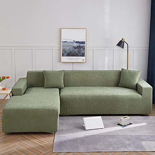 Housse de canapé en jacquard vert de qualité supérieure pour fauteuils et salons 2 places