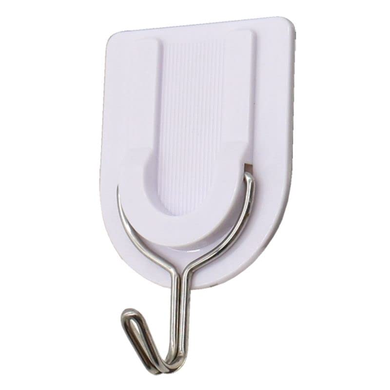DLORKAN 6 Pcs White Towel Adhesive Hooks for Tile, Wall Hangers of Heavy Duty Shower Stick on Hooks for Coat,Hat,Key Wall Sticky Hooks Adhesive Shower Hooks Kitchen Bathroom No Drill Hook