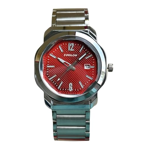 EVRGLOW Men's Oval Stainless Steel Watch Red - Image 2