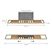 Bamboo Bath Caddy-Natural Wood Bathtub Tray with Extending Sides, Secure Cupholders and Water-Proof Book, Tablet, or Phone Holder by Lavish Home