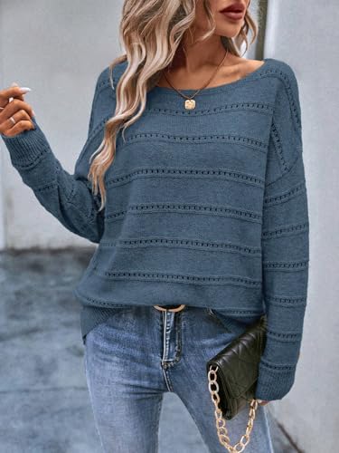 Image of Sweaters for Women Long Sleeve Boat Neck Soft Oversized Sweater Tops Casual Outfits