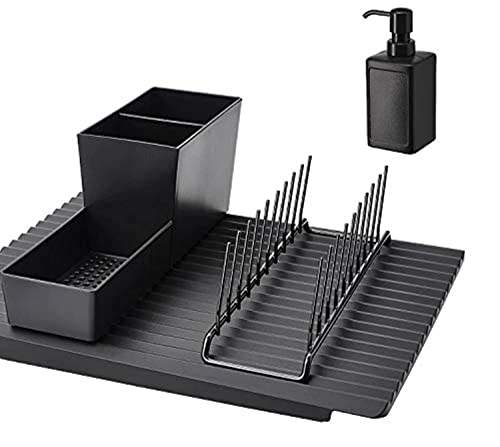 Ikea TSSP Set of Kitchen Utensil Rack/Plate Holder/Soap Dispenser/Dish Drainer Double Sided, Black
