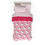 Parure de lit Sanrio Hello Kitty pour Les Vacances et Noël - Couette Douce et Drap de lit avec Couvre-lit, 5 pièces, lit Double (sous Licence Officielle) de Franco