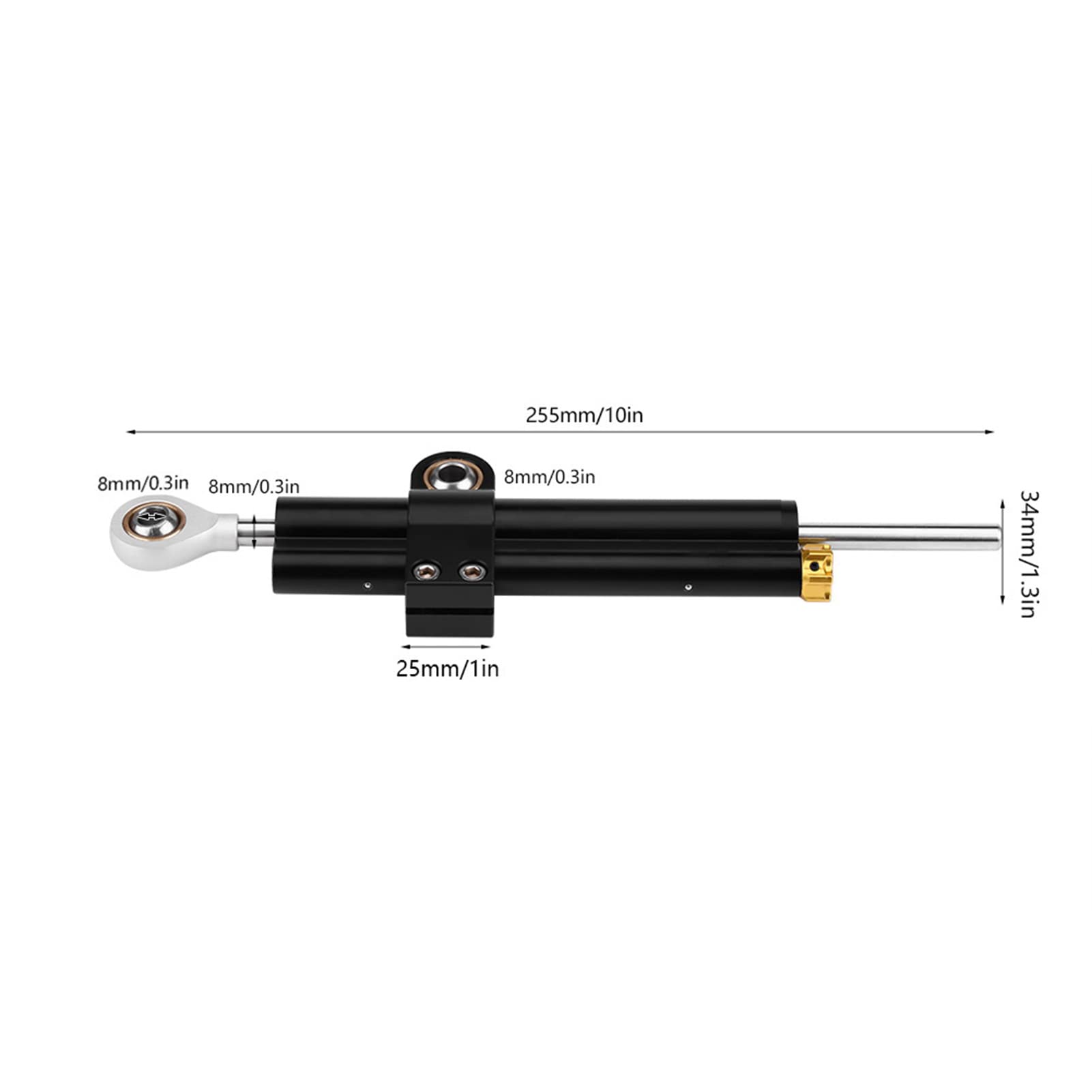 POENVFPO Amortyzator Układu Kierowniczego Aluminiowy CNC Stabilizator Układu Kierowniczego Motocykla Czarny Regulowany Opór ze Wspornikiem Montażowym Lekki, Pasujący do Zawodników Sport Touring