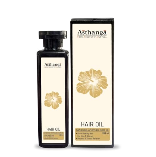 Asthanga Hair OilI I Handmade Ayurvedic | Hibiscus Hair Growth Oil for Women & Men I Promotes New Hair Growth & Strengthens Hair | Insomia & Stree Reliever & Controls Hair Fall | Suitable for All Hair Types-200 ml