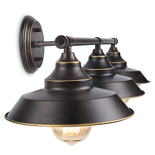 Farmhouse Bathroom Vanity Wall Light Fixture Dark Bronze, Industrial Rustic Style 3-Light Vanity Wall Sconce, Vintage Wall Mount Lamp For Bathroom, Bedroom, Vanity Mirror, Cabinets, Dressing Table #TOP4