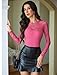 Avidlove Long Sleeve Bodysuit for Women Crew Neck Lace Body Suits Slimming Double Lined Going Out Tops Date Night Outfit