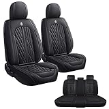 GKreeyen Car Seat Cover Fit for Ford Eco Sport 2018-2022,5 Seats Napa Leather Waterproof Anti-Slip Seat Cover,Airbag Compatible Easy to Install(Black)