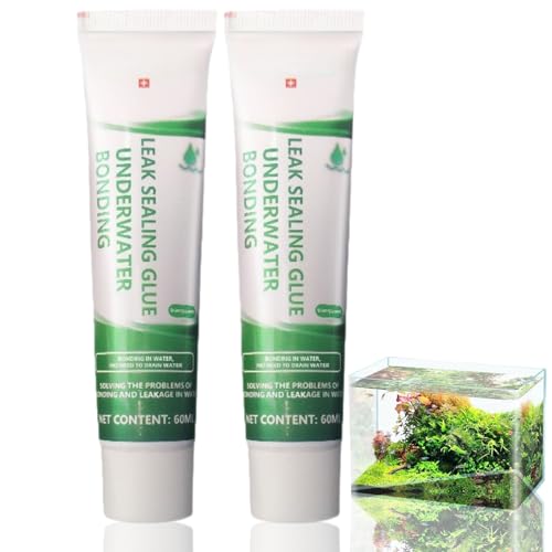 2PCS Aquarium Repair Adhesive, Underwater Aquarium Sealant,Clear Silicone Seal/ant for Fish Tank, Fish Tank Sea/lant,Pond S/ealant,Underwater Waterproof Glue, S/ealant Safe for Aquariums and Ponds