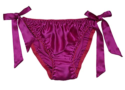 Image of LSHARON SILK Women‘s Sexy 100% Mulberry Silk Thongs Lingerie G-String Underwear Panties (Rose Red)