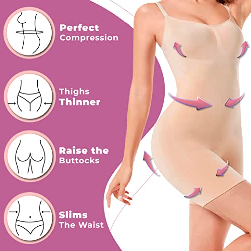 Elegant Woman Shapewear For Women Tummy Control Full Shapewear Bodysuit V-Neck Tummy Control Shapewear With Short Body Shaper For Women Tummy Control Butt Lifter Faja Shapewear For Women (Nude, 3Xl) #TOP3