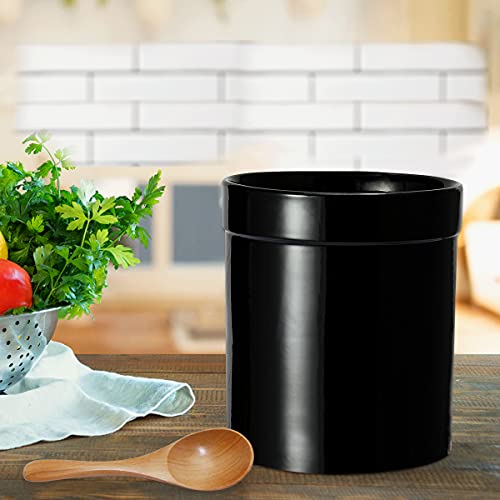 Meigui Ceramic Kitchen Utensil Holder, Utensil Crock Large Utensils Holder For Kitchen Decor, Cooking Tool Utensils Caddy For Countertop, Black #TOP5