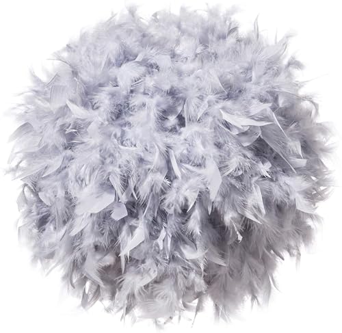 Waneway 40cm Paralume Piume Leggero, Paralume per Lampada da Tavolo o da Terra, Camera, Soggiorno, Matrimonio o Festa, ID 30cm, OD 40cm, Grigio