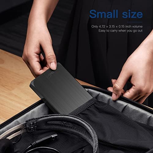 UnionSine 250GB Ultra Slim Portable External Hard Drive USB3.0 HDD Storage Compatible for PC, Desktop, Laptop(Black) HD2512
