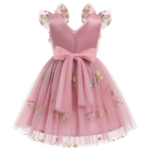 Image of IMEKIS Toddler Kids Girls Butterfly Dress Sparkle Sequins Tulle Wedding Formal Birthday Dresses 2-10T