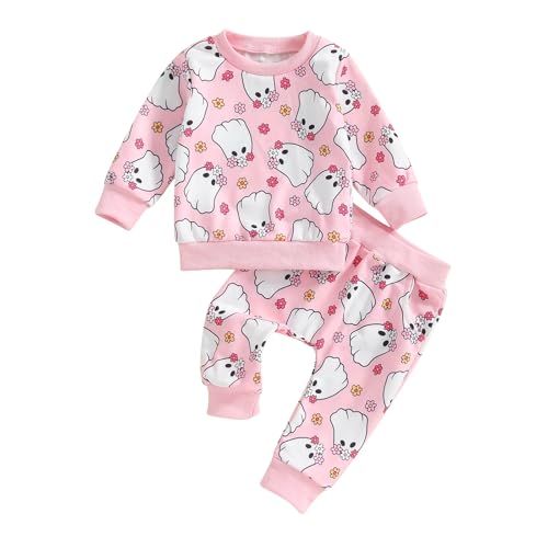 Toddler Baby Girl Halloween Outfit Long Sleeve Cute Print Sweatshirt Shirt Tops + Pants Fall Winter Clothes Set