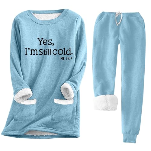 Thick Fleece Pyjamas Women : Fleece Pyjamas Sets For Women Uk Plus Size Long Sleeve Sherpa Lined Jumper Tops Oversize Thermal Winter Loungewear Elastic Waist Warm Pjs Bottoms 2 Piece Nightwear