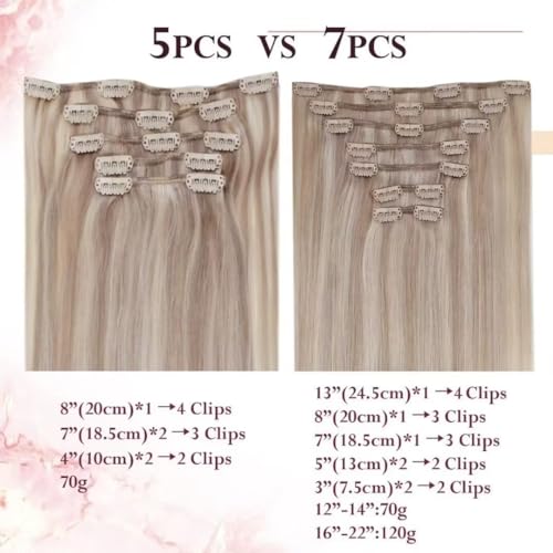 Easyouth 22Inch Clip in Human Hair Extensions Blond Real Human Hair Extensions Clip in Ash Blonde Highlights Bleach Blonde Clips ins Extension Straight Remy Hair for Fullness 5Pcs 70G #18P613 - Image 3