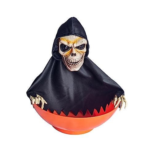 staol Animated Halloween Candy Bowl Holder With Screaming Skull And MotionSensor For Trick OrTreat Halloween Animated Decorations Screaming Holder Skeleton Animated Halloween Light