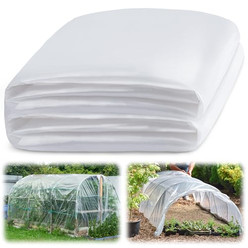 Lámina de plástico transparente de 6 mm para invernadero, película de plástico transparente para invernadero, película de polietileno resistente a los rayos UV para granja, jardín (8 x 25 pies)