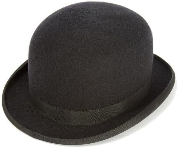 Grahoe Derby Bowler Hat Costume Hats for Men Women Unisex Cosplay Party Fancy Black Bowler Hat Costume Church Hat Halloween Costume, Large