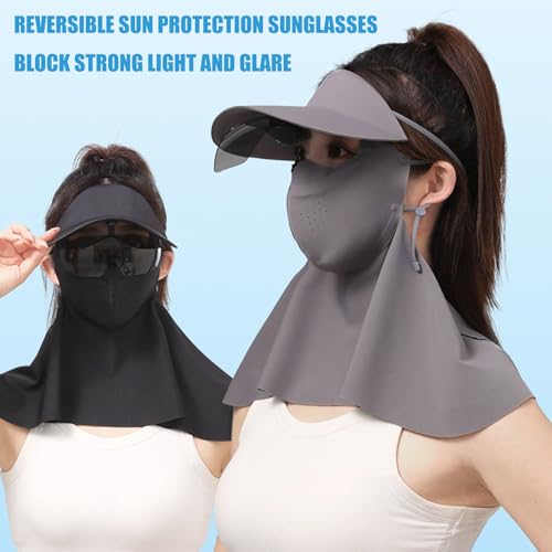 Máscara multifuncional para el sol con gafas de sol para mujer integradas 7