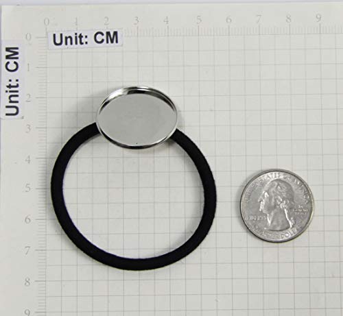 Allinone Hair Bands Hair Ties Cabochon Setting Frame Tray 25Mm Round Bezel With Glass Domes For Diy Craft 20 Sets (Silver & Bronze) #TOP4