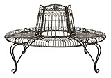 Safavieh PAT5019A Collection Abia Antique White Wrought Iron 50" Outdoor Tree Bench