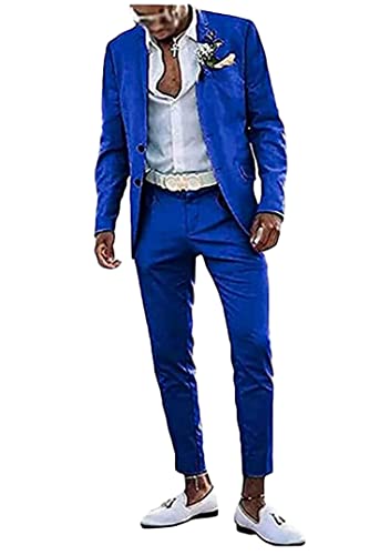 2 PC Men's Wedding Suits Slim Fit Peak Lapel Groom Tuxedos Two Buttons Prom Suit3